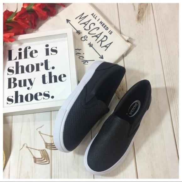 LAST PAIR! Black Pin Hole Slip On Sneaker - Picture 3 of 4